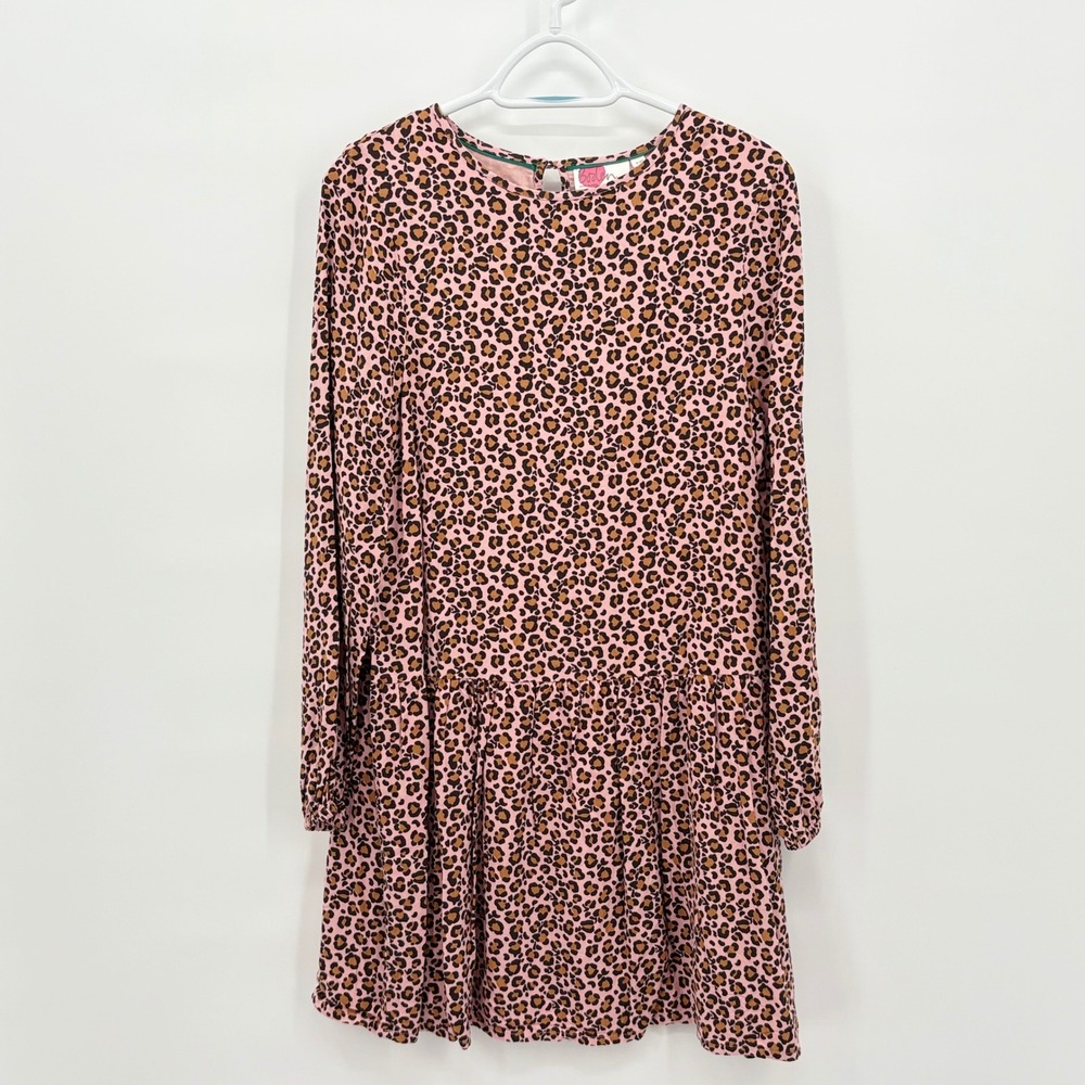 Boden Pinkโ Leopard Print Long Sleeve Drop Waist Dress 15-16Y G1680